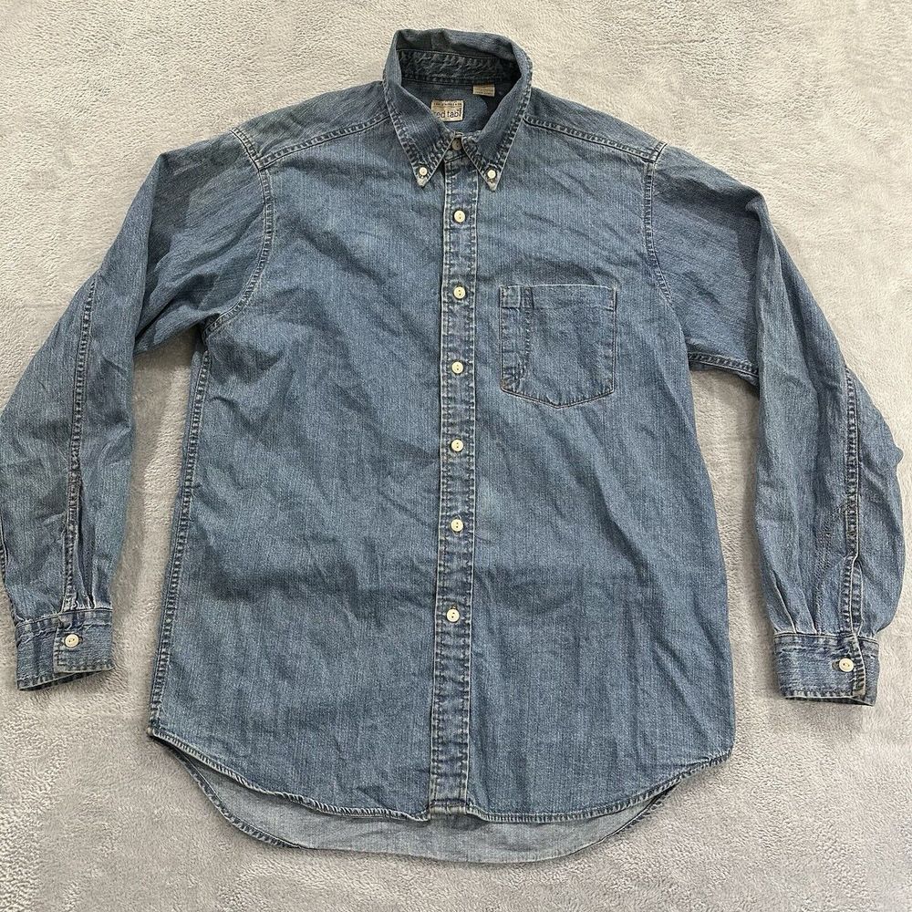Vtg Levi's Red Tab Denim Button Shirt Long Sleeve Blue Men Medium Y2K